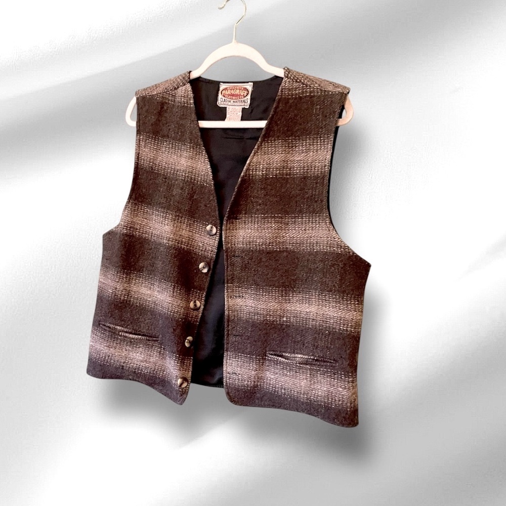 Vintage Paragraff Clothing Wool Brown Vest Medium